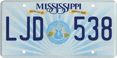 MS license plate LJD538