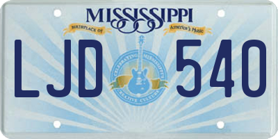 MS license plate LJD540