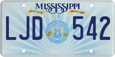 MS license plate LJD542