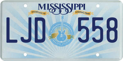 MS license plate LJD558