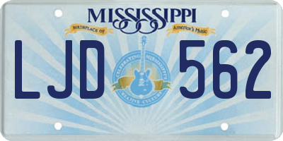 MS license plate LJD562