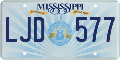 MS license plate LJD577
