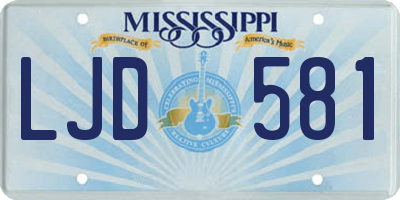 MS license plate LJD581