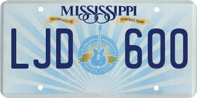 MS license plate LJD600