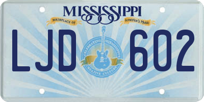MS license plate LJD602