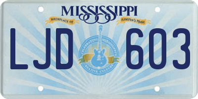 MS license plate LJD603