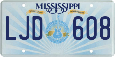 MS license plate LJD608