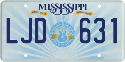 MS license plate LJD631
