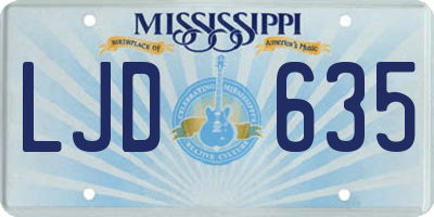 MS license plate LJD635