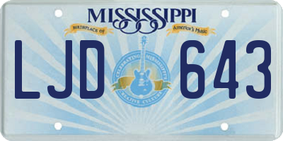 MS license plate LJD643
