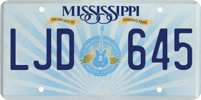 MS license plate LJD645