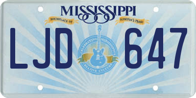 MS license plate LJD647