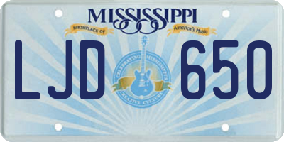 MS license plate LJD650