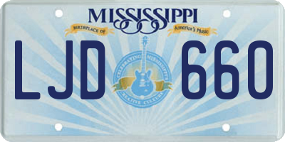 MS license plate LJD660