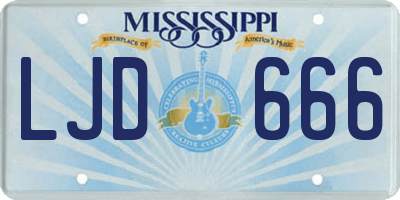 MS license plate LJD666