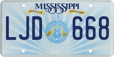 MS license plate LJD668