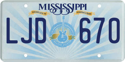 MS license plate LJD670