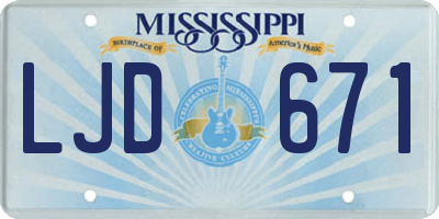 MS license plate LJD671