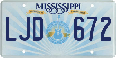 MS license plate LJD672