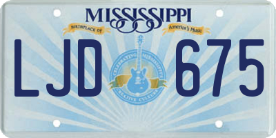 MS license plate LJD675