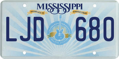 MS license plate LJD680