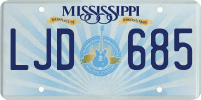 MS license plate LJD685
