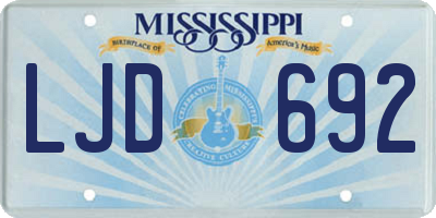 MS license plate LJD692
