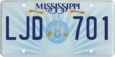 MS license plate LJD701