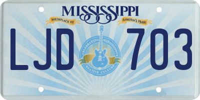 MS license plate LJD703