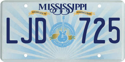 MS license plate LJD725