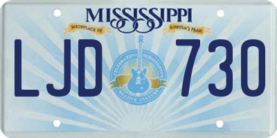 MS license plate LJD730