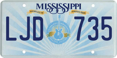 MS license plate LJD735
