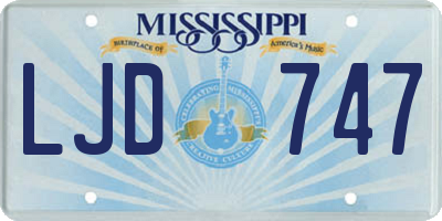 MS license plate LJD747