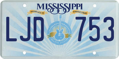 MS license plate LJD753