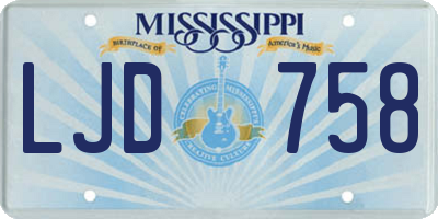 MS license plate LJD758