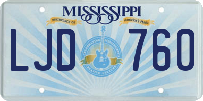 MS license plate LJD760