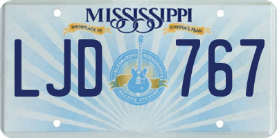 MS license plate LJD767