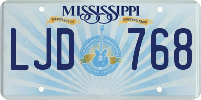 MS license plate LJD768