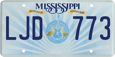 MS license plate LJD773