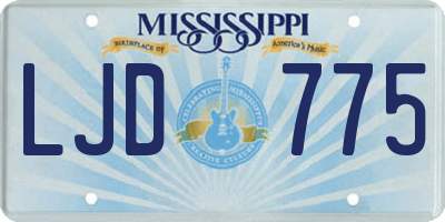 MS license plate LJD775