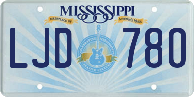 MS license plate LJD780