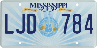 MS license plate LJD784
