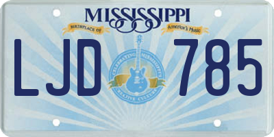 MS license plate LJD785