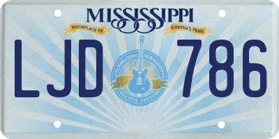 MS license plate LJD786