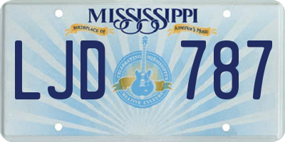 MS license plate LJD787