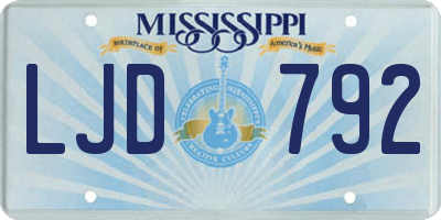 MS license plate LJD792