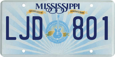 MS license plate LJD801