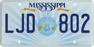 MS license plate LJD802