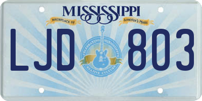 MS license plate LJD803