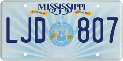 MS license plate LJD807